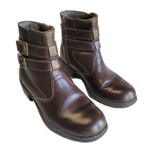 Eastland Whistle Stop Ankle Boot Leather Women 7M Brown Side Zip